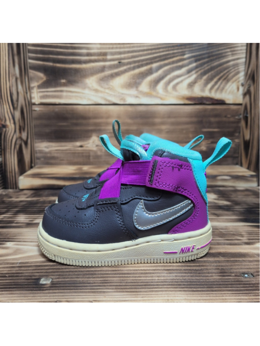 Nike Force 1 Highness TD Kids US 5C Gray/Purple/Blue BQ3600-002